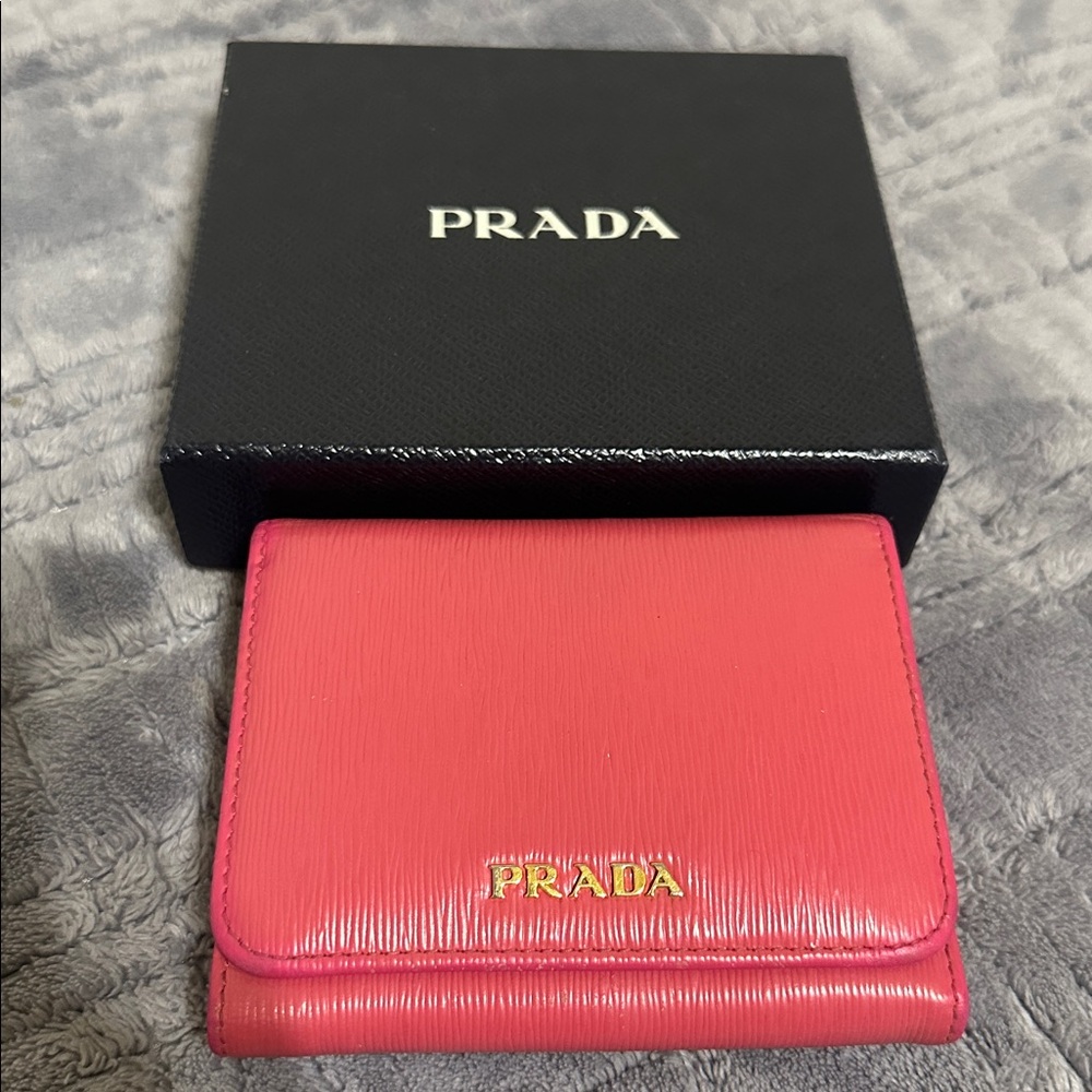 Prada Coral Pink Compact Trifold Wallet - Picture 14 of 14
